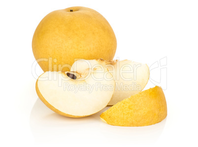 Fresh Nashi golden pear isolated on white