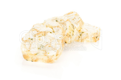 Fresh boiled Carlsbad bread dumpling isolated on white