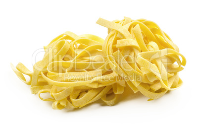 Raw fresh Fettuccine isolated on white