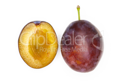 Fresh Raw vibrant plums isolated on white