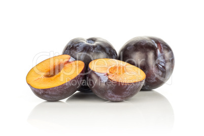 Red Blue Plums isolated on white