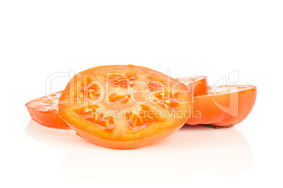 Fresh raw Tomato (La Parcela variety) isolated on white