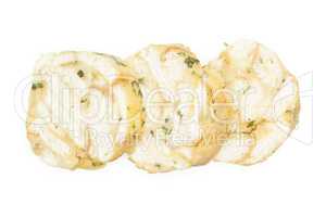 Fresh boiled Carlsbad bread dumpling isolated on white