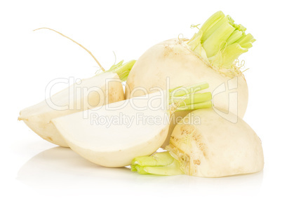 Fresh white radish isolated on white