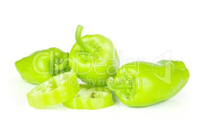 Fresh raw light green pepper isolated on white