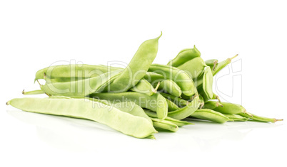 Fresh Flat Green Bean isolated on white