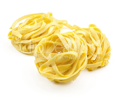 Raw fresh Fettuccine isolated on white