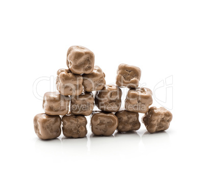 Coconut cubes isolated on white