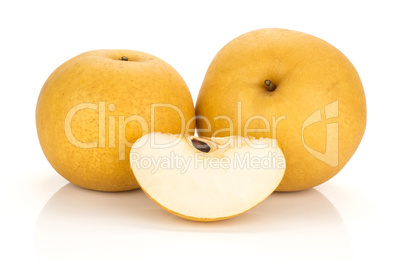 Fresh Nashi golden pear isolated on white