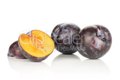 Red Blue Plums isolated on white