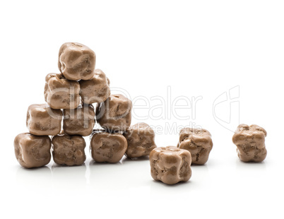 Coconut cubes isolated on white