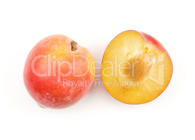 Fresh Red Plum isolated on white