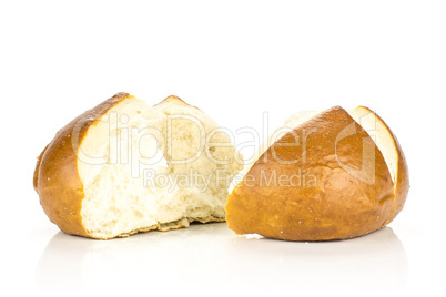 Fresh Bavarian bread bun isolated on white