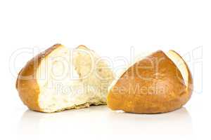 Fresh Bavarian bread bun isolated on white