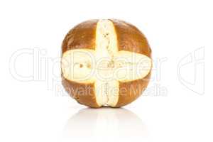 Fresh Bavarian bread bun isolated on white