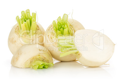 Fresh white radish isolated on white