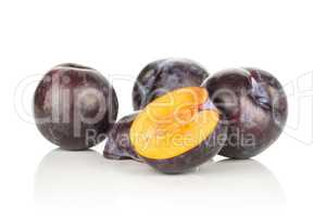 Red Blue Plums isolated on white