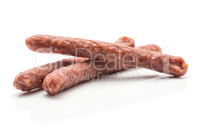 Hungarian dry sausage isolated on white