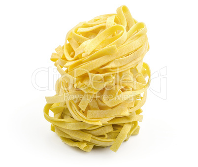 Raw fresh Fettuccine isolated on white