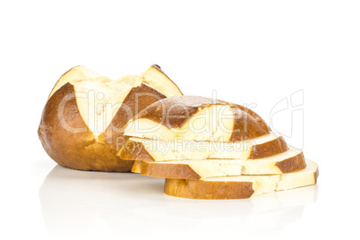 Fresh Bavarian bread bun isolated on white