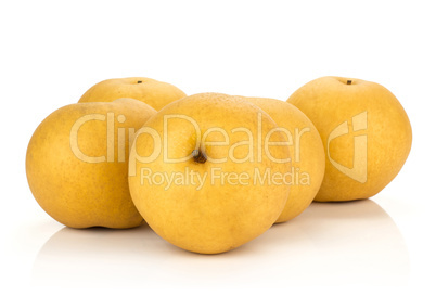 Fresh Nashi golden pear isolated on white