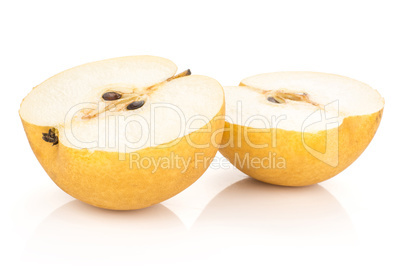 Fresh Nashi golden pear isolated on white