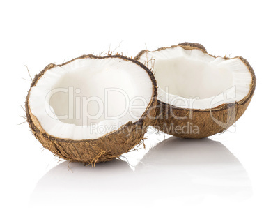 Fresh brown coconut isolated on white