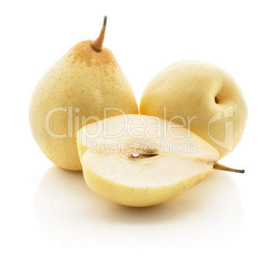 Fresh Nashi Pear isolated on white