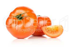 Fresh raw Tomato (La Parcela variety) isolated on white