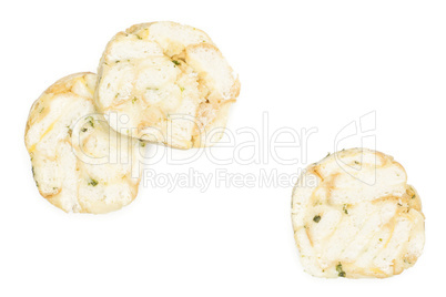 Fresh boiled Carlsbad bread dumpling isolated on white