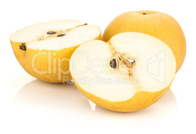 Fresh Nashi golden pear isolated on white