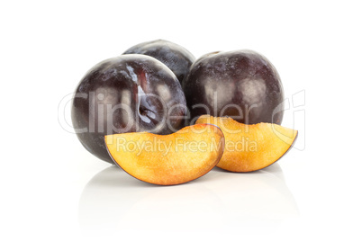 Red Blue Plums isolated on white