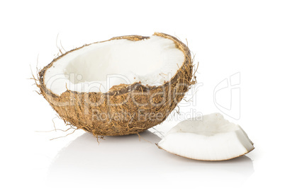 Fresh brown coconut isolated on white