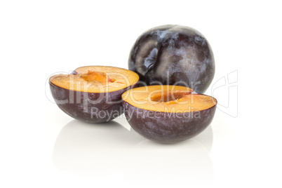 Red Blue Plums isolated on white