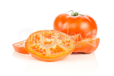 Fresh raw Tomato (La Parcela variety) isolated on white