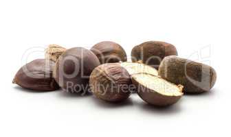 Raw edible Chestnut isolated on white