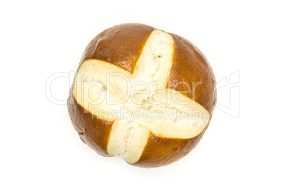 Fresh Bavarian bread bun isolated on white