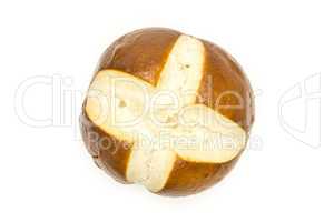 Fresh Bavarian bread bun isolated on white