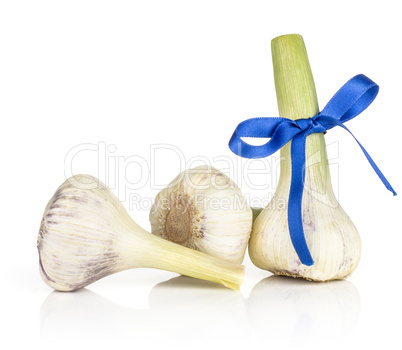 Fresh young garlic isolated on white