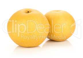 Fresh Nashi golden pear isolated on white