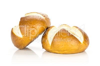 Fresh Bavarian bread bun isolated on white