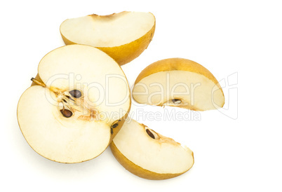 Fresh Nashi golden pear isolated on white