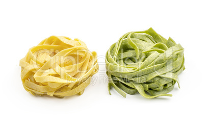 Raw fresh Fettuccine isolated on white