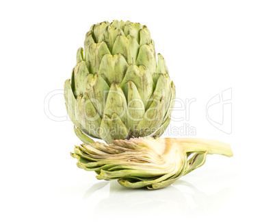 Fresh raw artichoke isolated on white