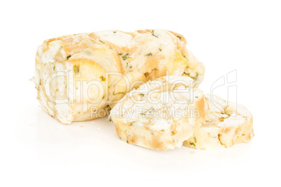 Fresh boiled Carlsbad bread dumpling isolated on white