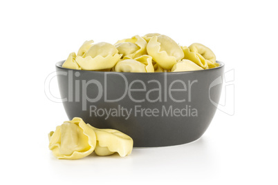 Fresh Raw tortellini pasta isolated on white