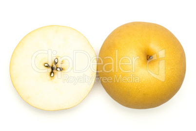 Fresh Nashi golden pear isolated on white