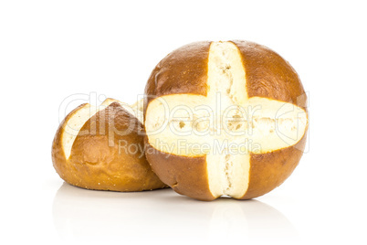 Fresh Bavarian bread bun isolated on white