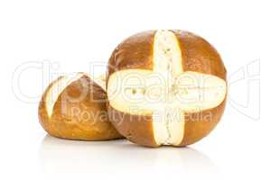 Fresh Bavarian bread bun isolated on white