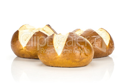 Fresh Bavarian bread bun isolated on white